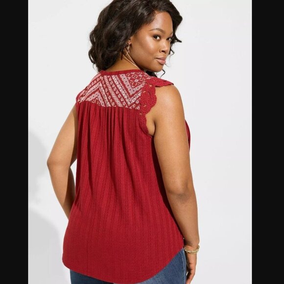 Torrid Knit Scoop Neck Ruffle Sleeve Swing Top - Picture 2 of 5